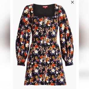 STAUD Chandler Floral Velvet Long Sleeve Minidress Size XS